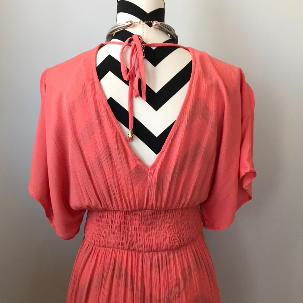 Coral V Neck Maxi Dress - Picture 7 of 8